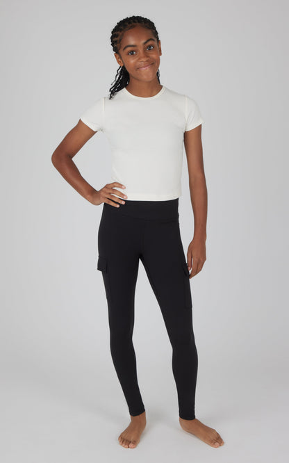 90 Degree by Reflex Girls 2 PK Interlock Everyday Cargo and Basic Legging