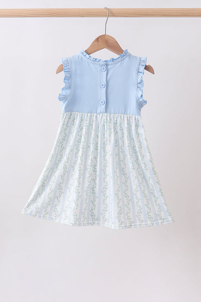 Blue character applique ruffle dress