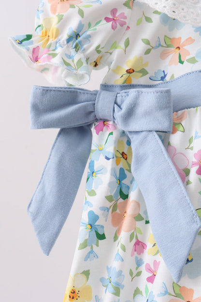 Blue Floral Lace Bubble