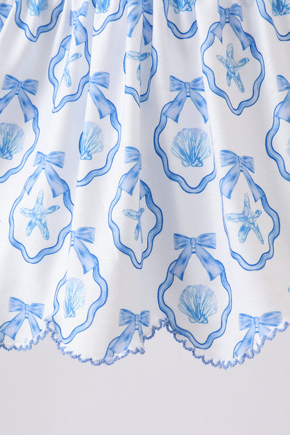 Blue Shells Embroidered Bloomer Set
