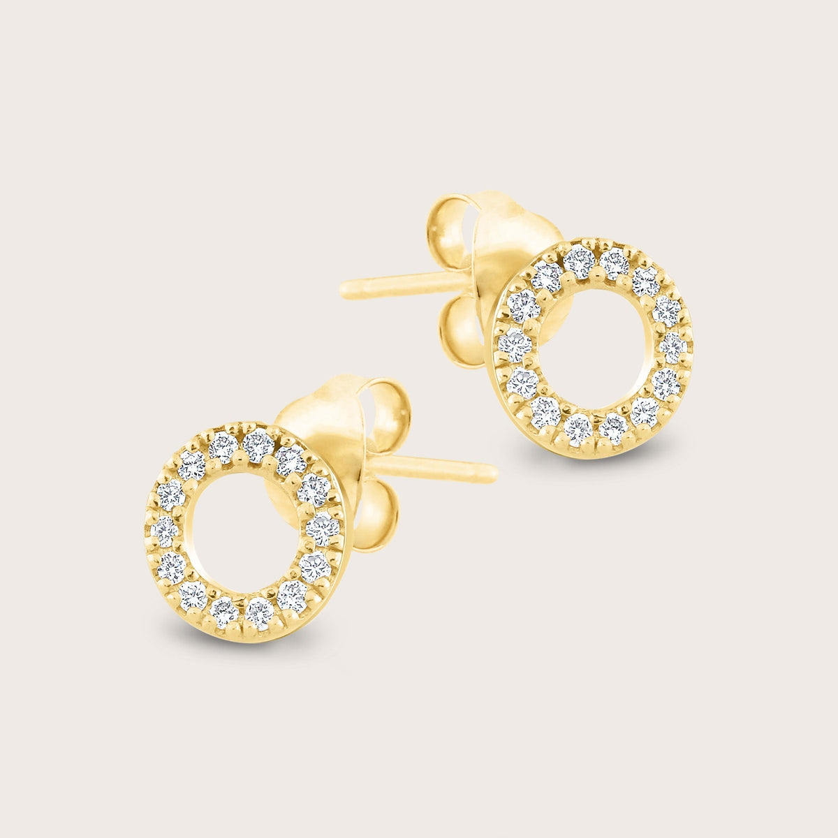 14k Yellow Gold Pavé Lab Grown Diamond Circle Stud Earrings