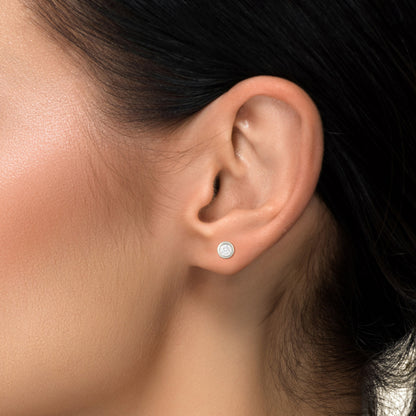 14k Gold Bezel Lab Grown Diamond Stud Earrings