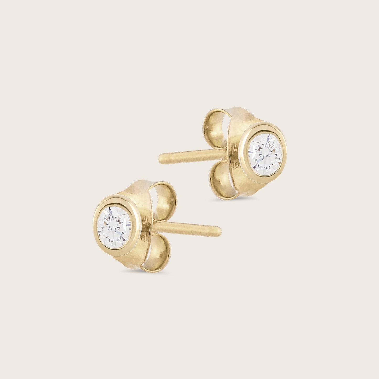 14k Gold Bezel Lab Grown Diamond Stud Earrings