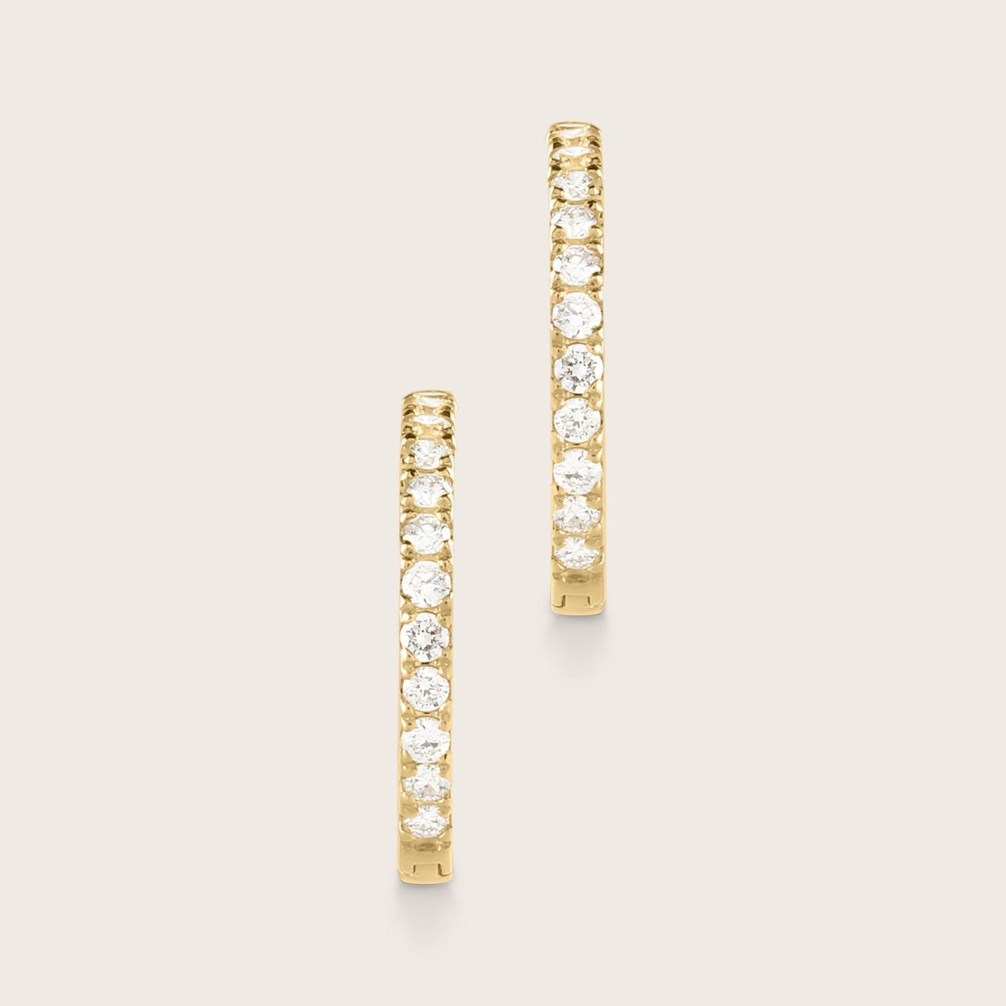 14k Gold Lab Grown Diamond Half Pavé Hoop Earrings