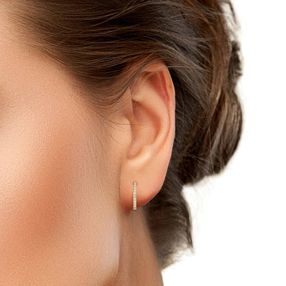 14k Gold Lab Grown Diamond Half Pavé Hoop Earrings