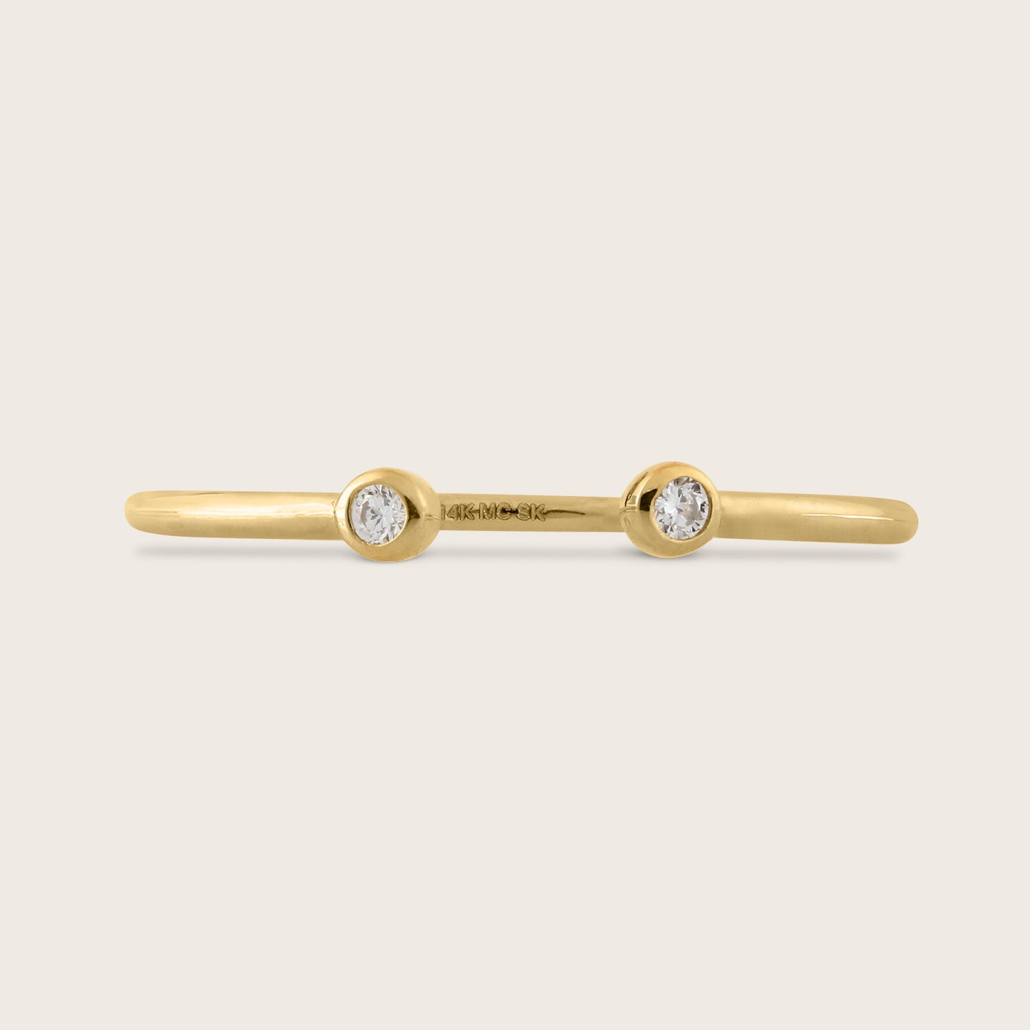 14k Yellow Gold Bezel Lab Grown Diamond Open Band Ring