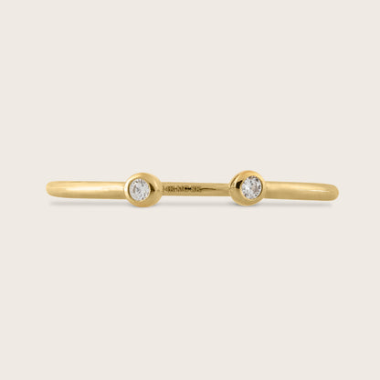 14k Yellow Gold Bezel Lab Grown Diamond Open Band Ring
