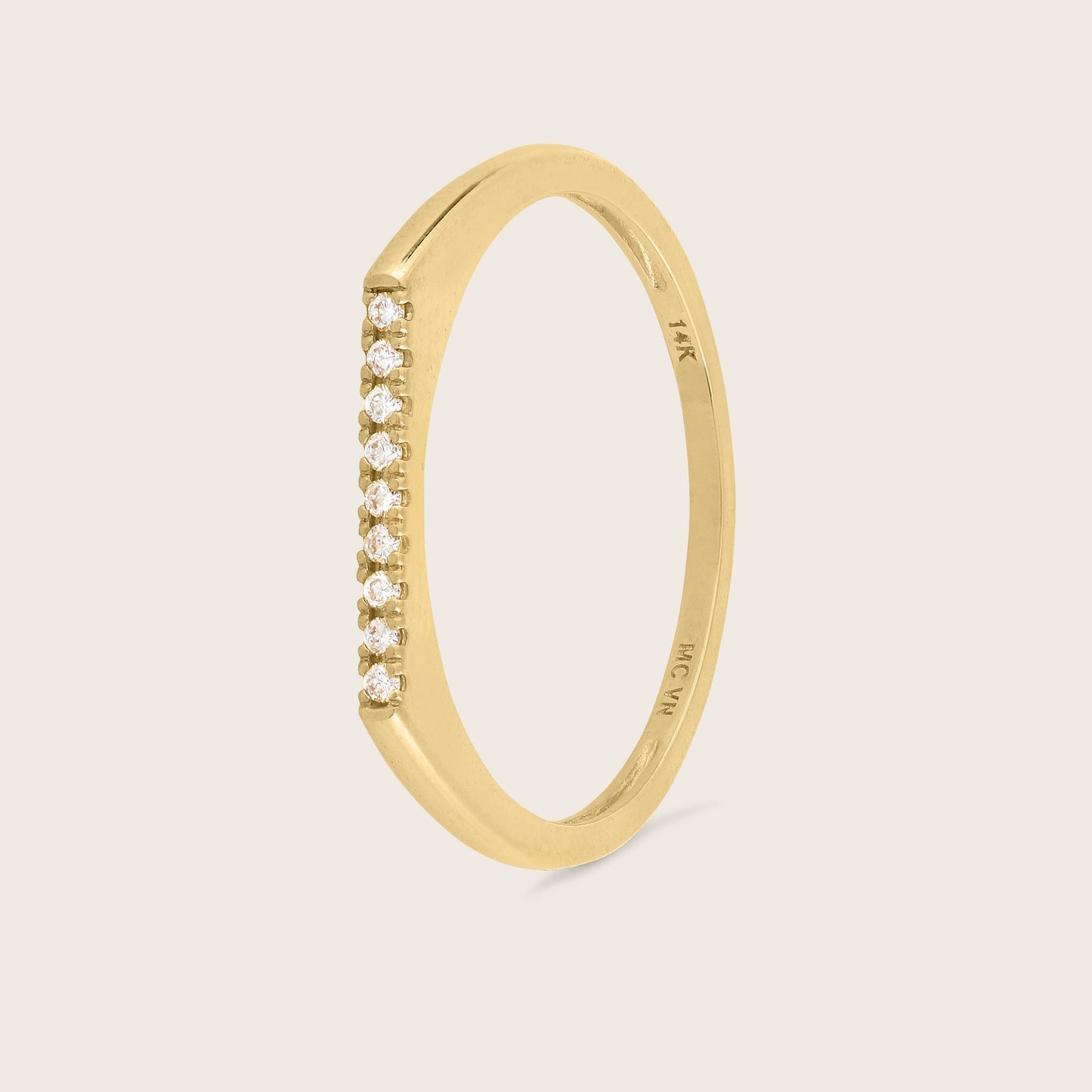 14k Yellow Gold Lab Grown Diamond Bar Ring