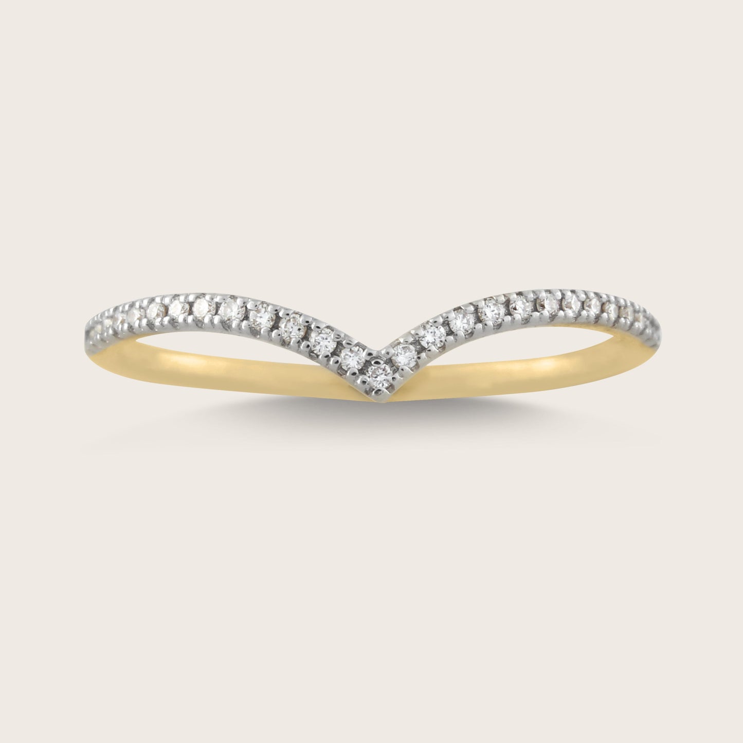 14k Yellow Gold Pavé Lab Grown Diamond Wishbone Stacking Ring