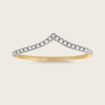 14k Yellow Gold Pavé Lab Grown Diamond Wishbone Stacking Ring