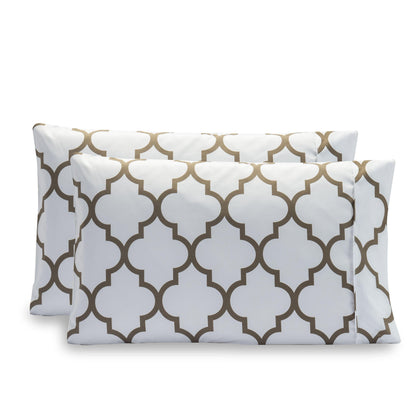 Elegant Comfort Quatrefoil - Moroccan Trellis Pattern - Set of 2 Pillowcases