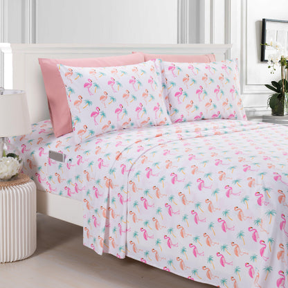 Elegant Comfort 6-Piece Tropical Pattern Bed Sheet Set - Soft as a Hotel Premium Quality