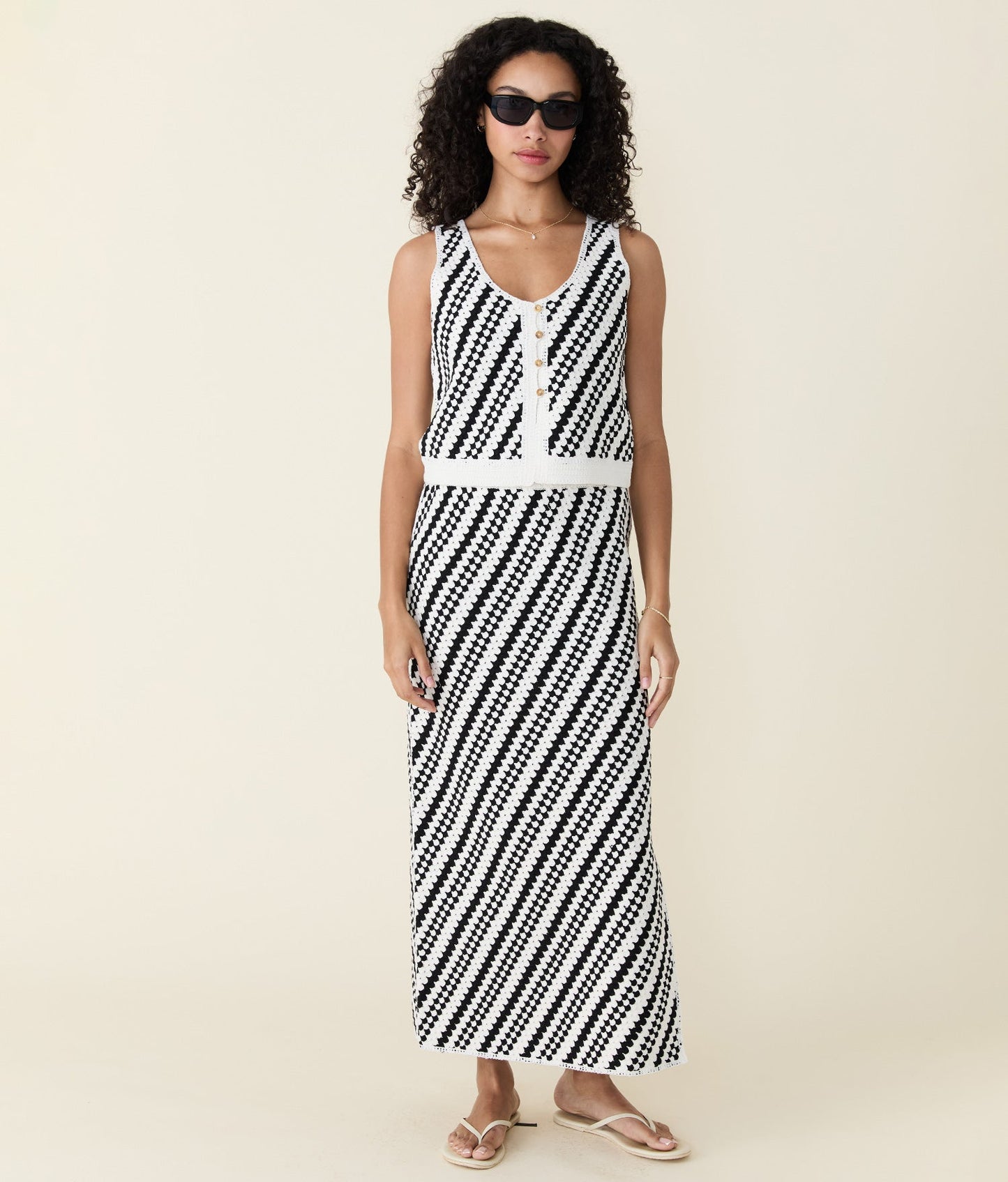 Sands Sweater Skirt (Black - Cream Stripe)
