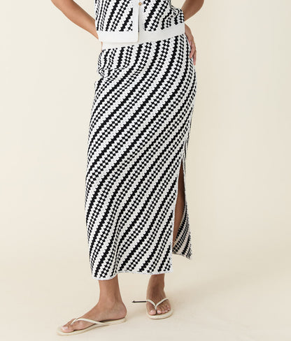 Sands Sweater Skirt (Black - Cream Stripe)