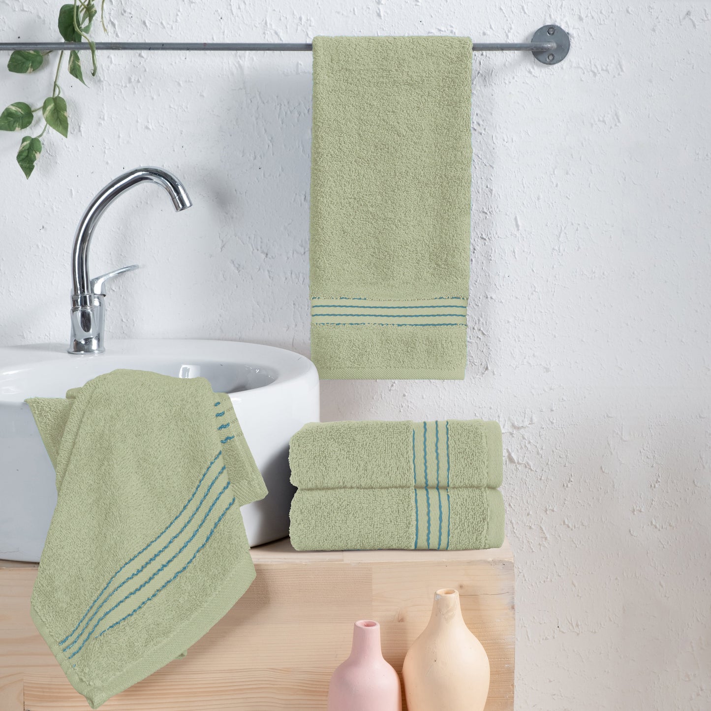 Elegant Comfort 4 Pack Premium Turkish Cotton Hand Towel Set, 16 x 28 inch