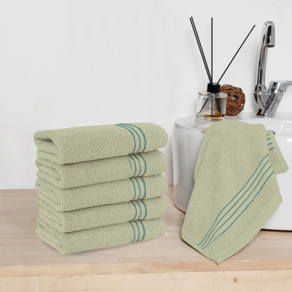 Elegant Comfort 6 Pack Premium Turkish Cotton Washcloths Set, 13 x 13 inch