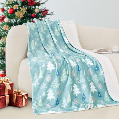 Elegant Comfort Christmas Sherpa Throw with Flannel Fleece - 50 x 60 inches