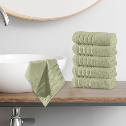 Elegant Comfort 6-Pack Premium Turkish Cotton 4 Lines Stripe Washcloths Set, 13 x 13 inch