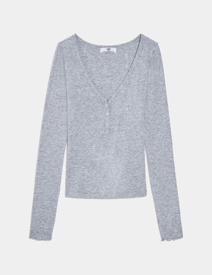Modal Rib Long Sleeve Henley - Last Call