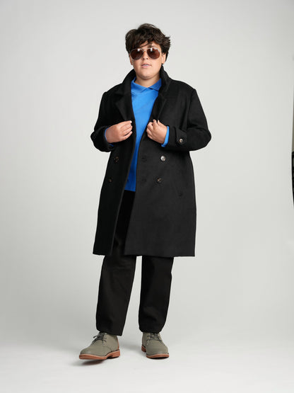 Black Double Breasted Peacoat