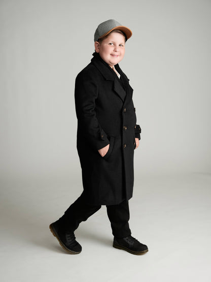Black Double Breasted Peacoat