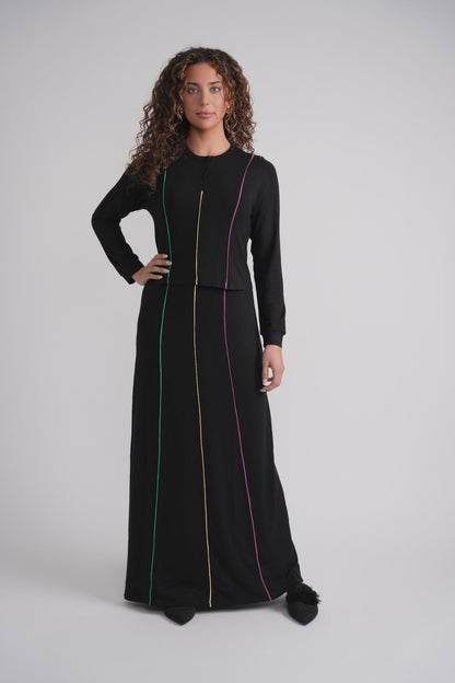Colored Taping Trim Nursing Nightgown