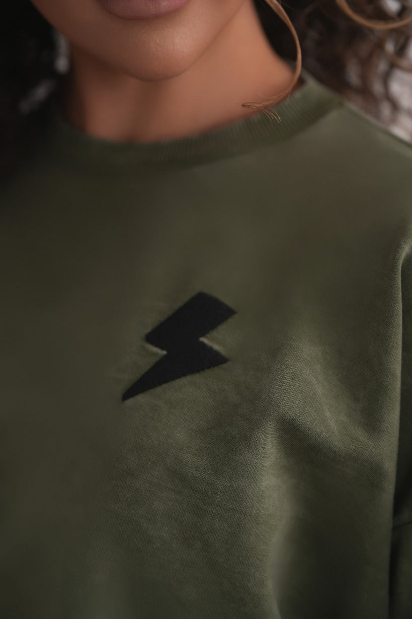 Acid Wash Sweatshirt - Khaki