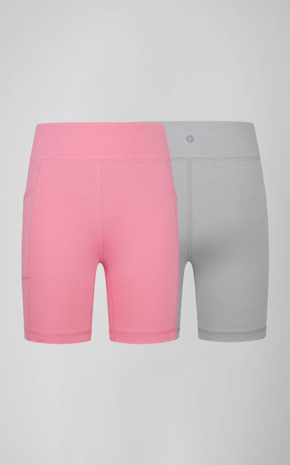 90 Degree by Reflex Girls 2 PK Interlock Side Pocket + Basic Bike Short