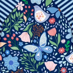 Millie Loves Lily Girls 3PC Ruffle Bikini & Rashguard Set - Navy Butterfly Garden