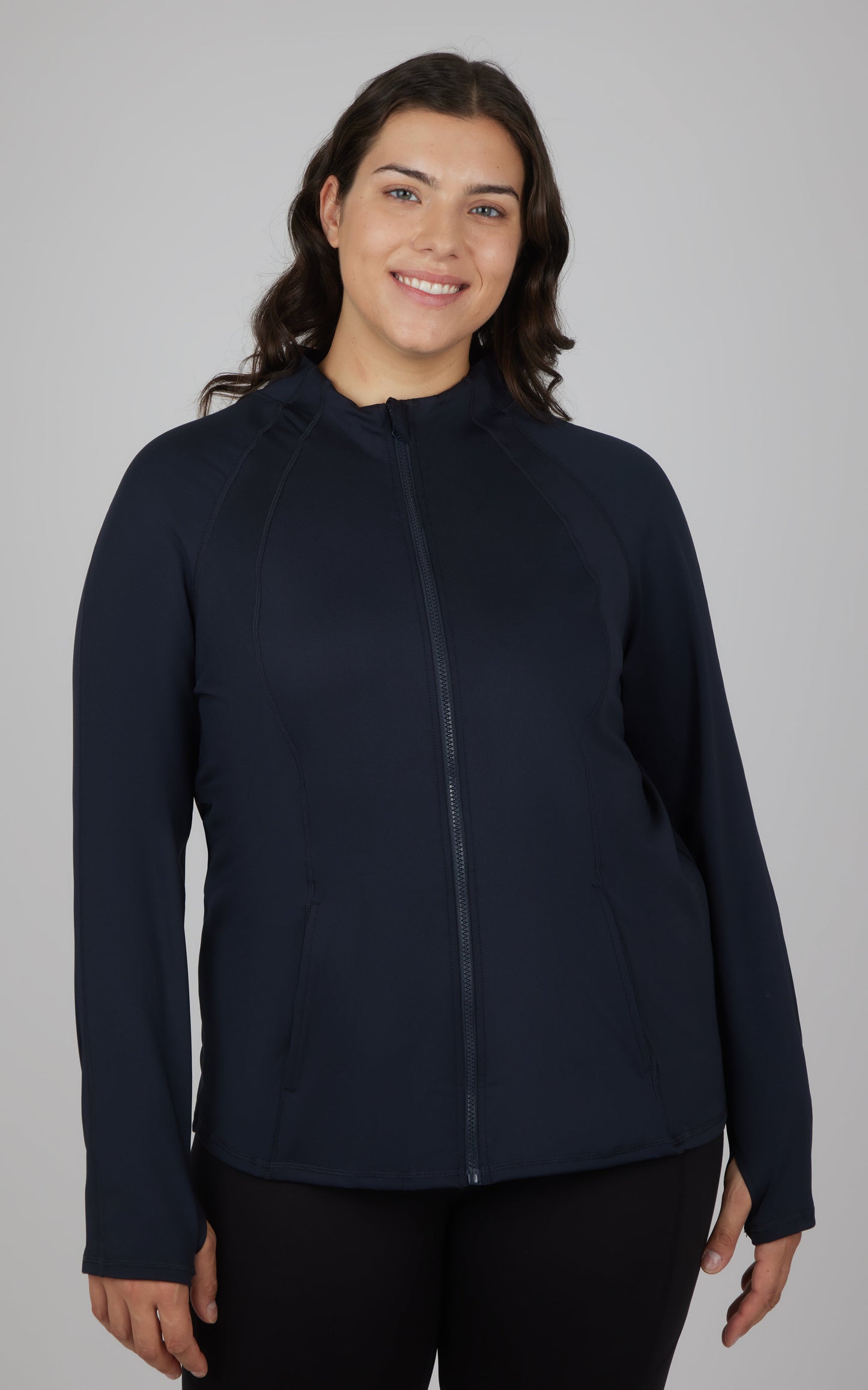 90 Degree by Reflex Plus Flared Bottom Full Zip Jacket