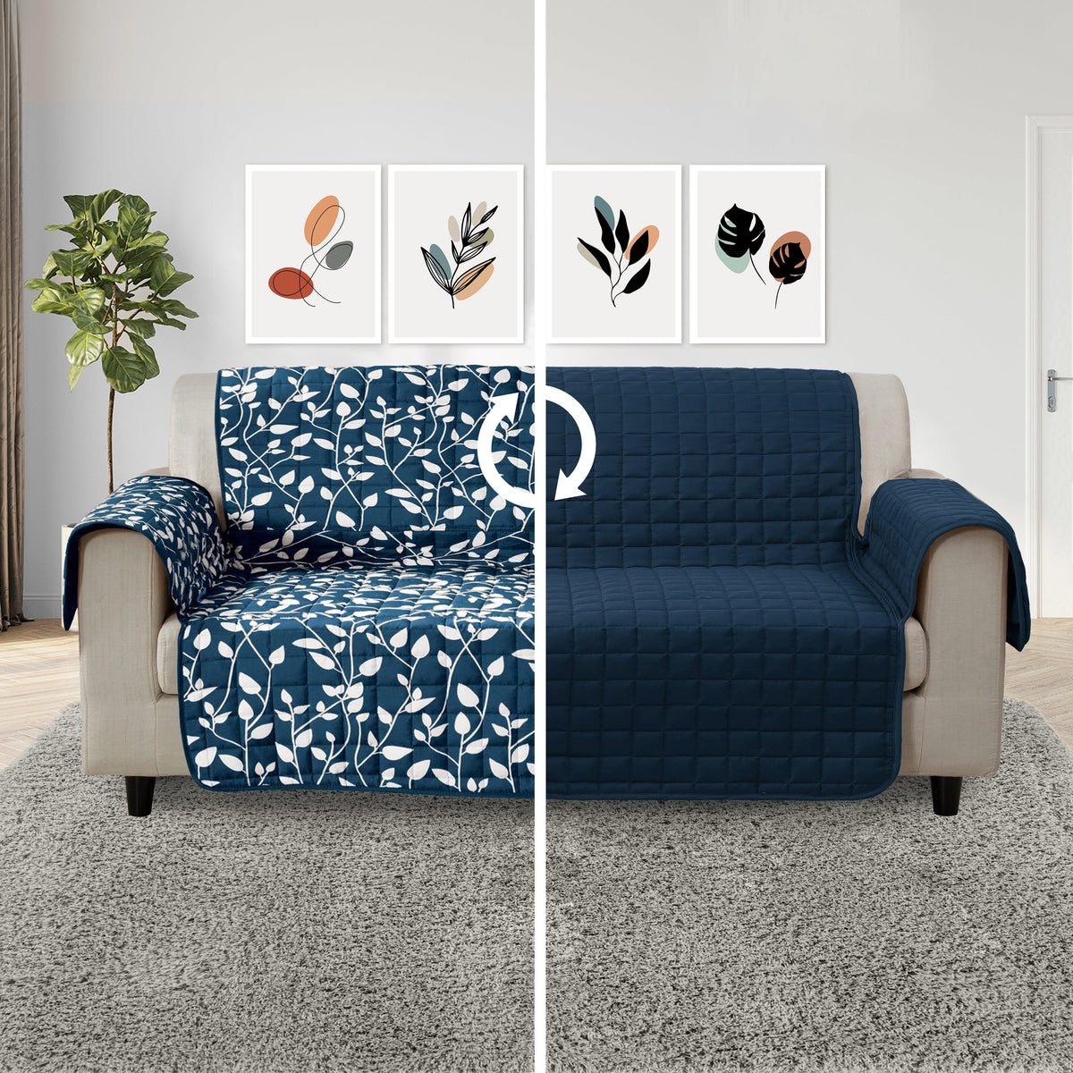 Elegant Comfort Leaves Design Reversible Smart Furniture Protectors
