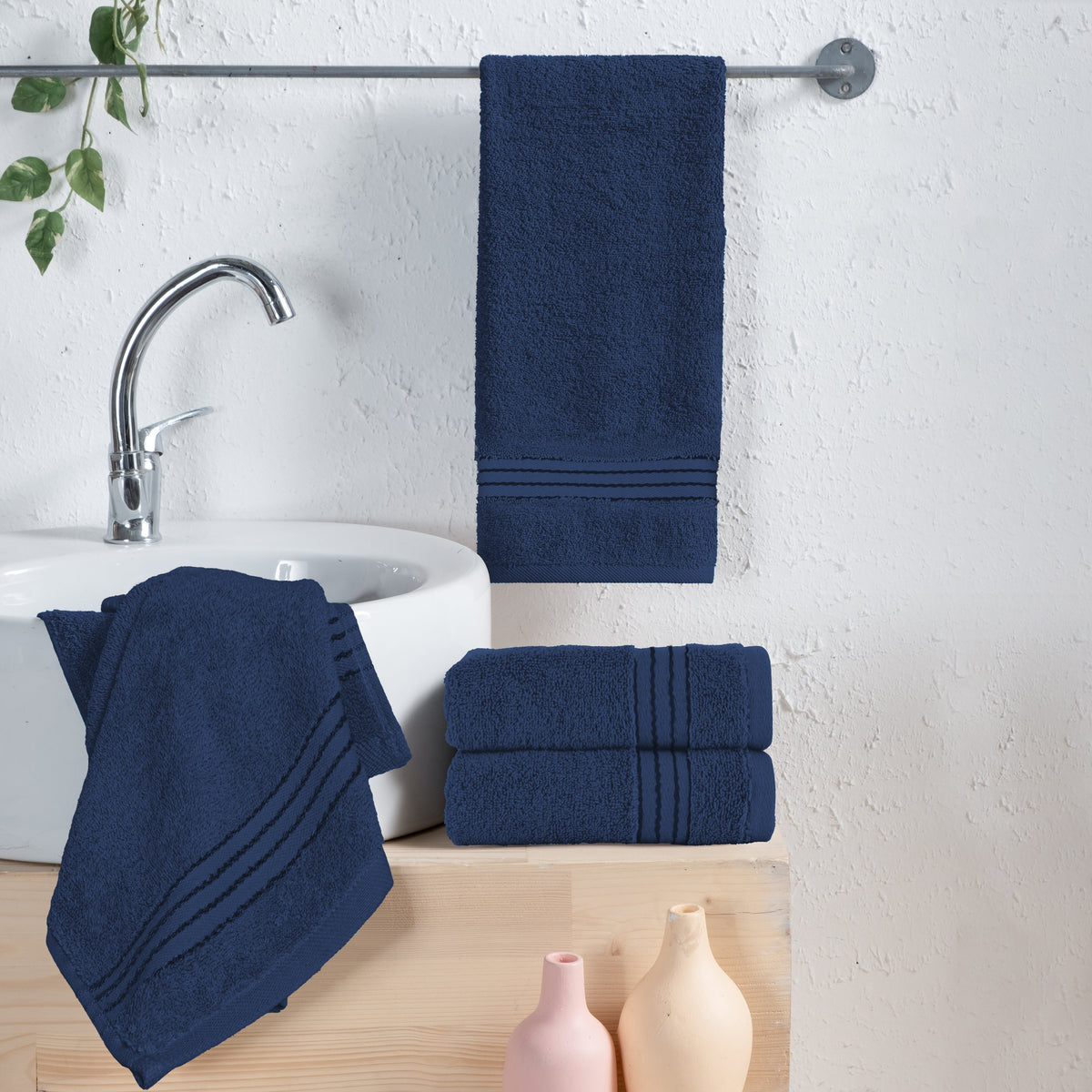 Elegant Comfort 4 Pack Premium Turkish Cotton Hand Towel Set, 16 x 28 inch