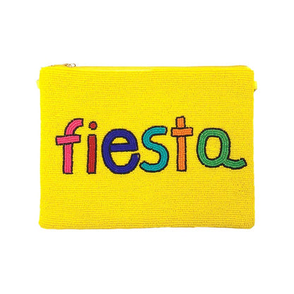 Fiesta Seed Beaded Message Clutch Crossbody Bag