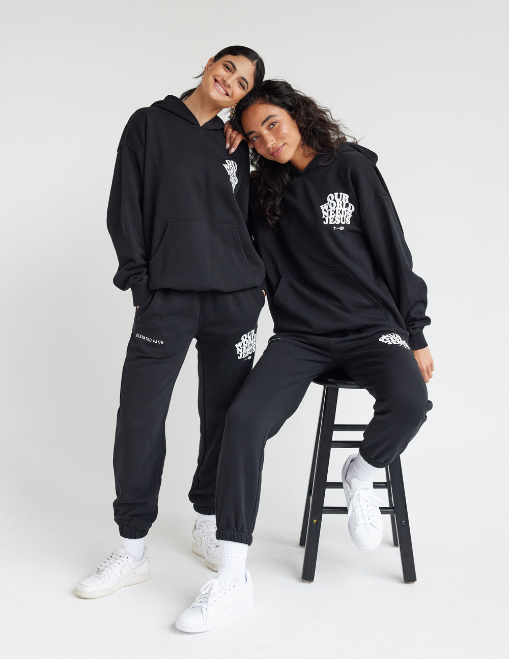 Elevated Faith Our World Needs Jesus Black Unisex Sweatpant