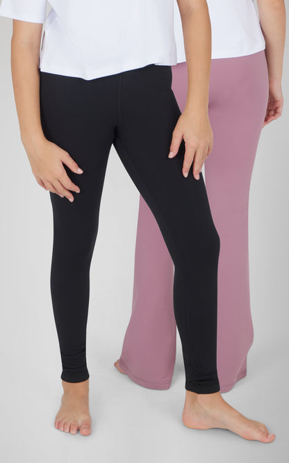 90 Degree by Reflex Girls 2 Pack Polarlux Everyday Full Length Tight and Polarlux Everyday Flared Leg Pant