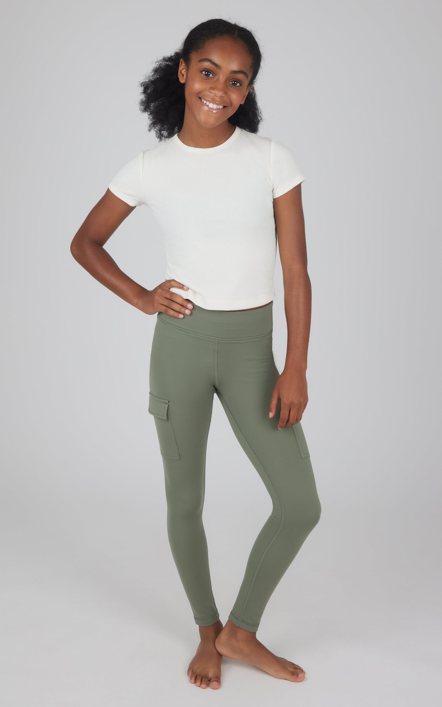 90 Degree by Reflex Girls 2 PK Polarlux Everyday Cargo Pocket Legging + Everyday Basic Legging