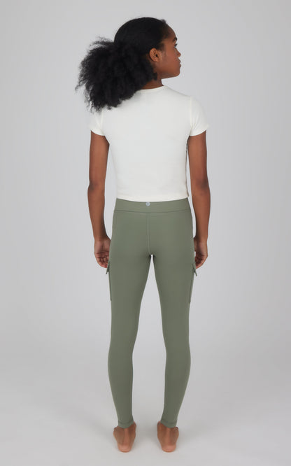90 Degree by Reflex Girls 2 PK Polarlux Everyday Cargo Pocket Legging + Everyday Basic Legging