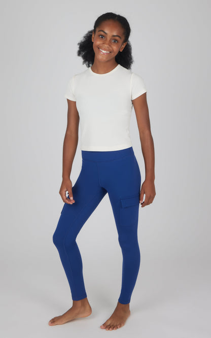 90 Degree by Reflex Girls 2 PK Polarlux Everyday Cargo Pocket Legging + Everyday Basic Legging