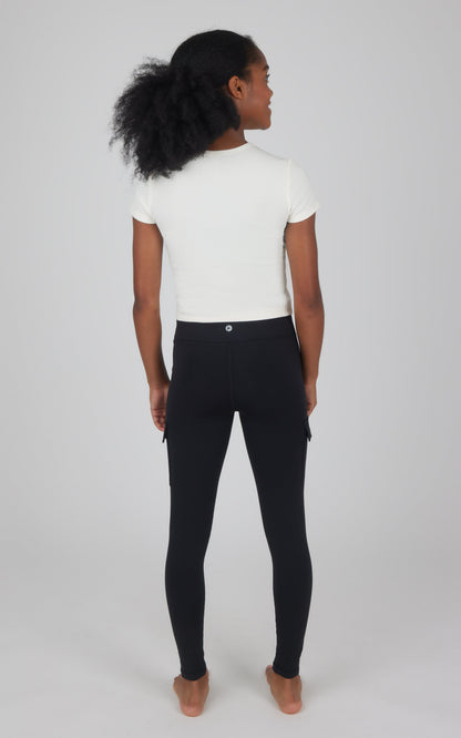 90 Degree by Reflex Girls 2 PK Polarlux Everyday Cargo Pocket Legging + Everyday Basic Legging
