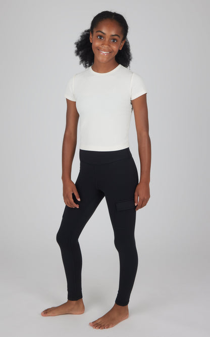 90 Degree by Reflex Girls 2 PK Polarlux Everyday Cargo Pocket Legging + Everyday Basic Legging