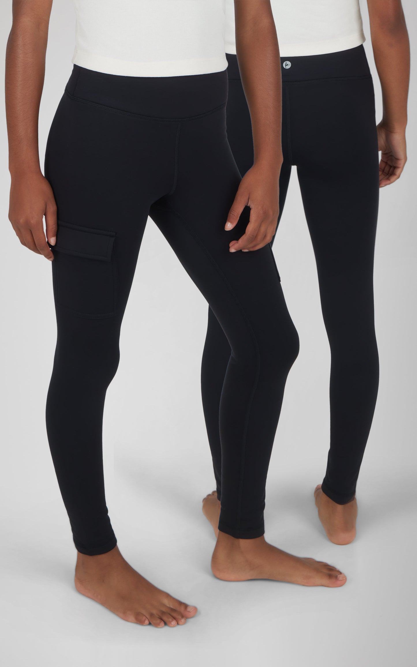90 Degree by Reflex Girls 2 PK Polarlux Everyday Cargo Pocket Legging + Everyday Basic Legging