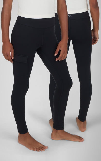 90 Degree by Reflex Girls 2 PK Polarlux Everyday Cargo Pocket Legging + Everyday Basic Legging