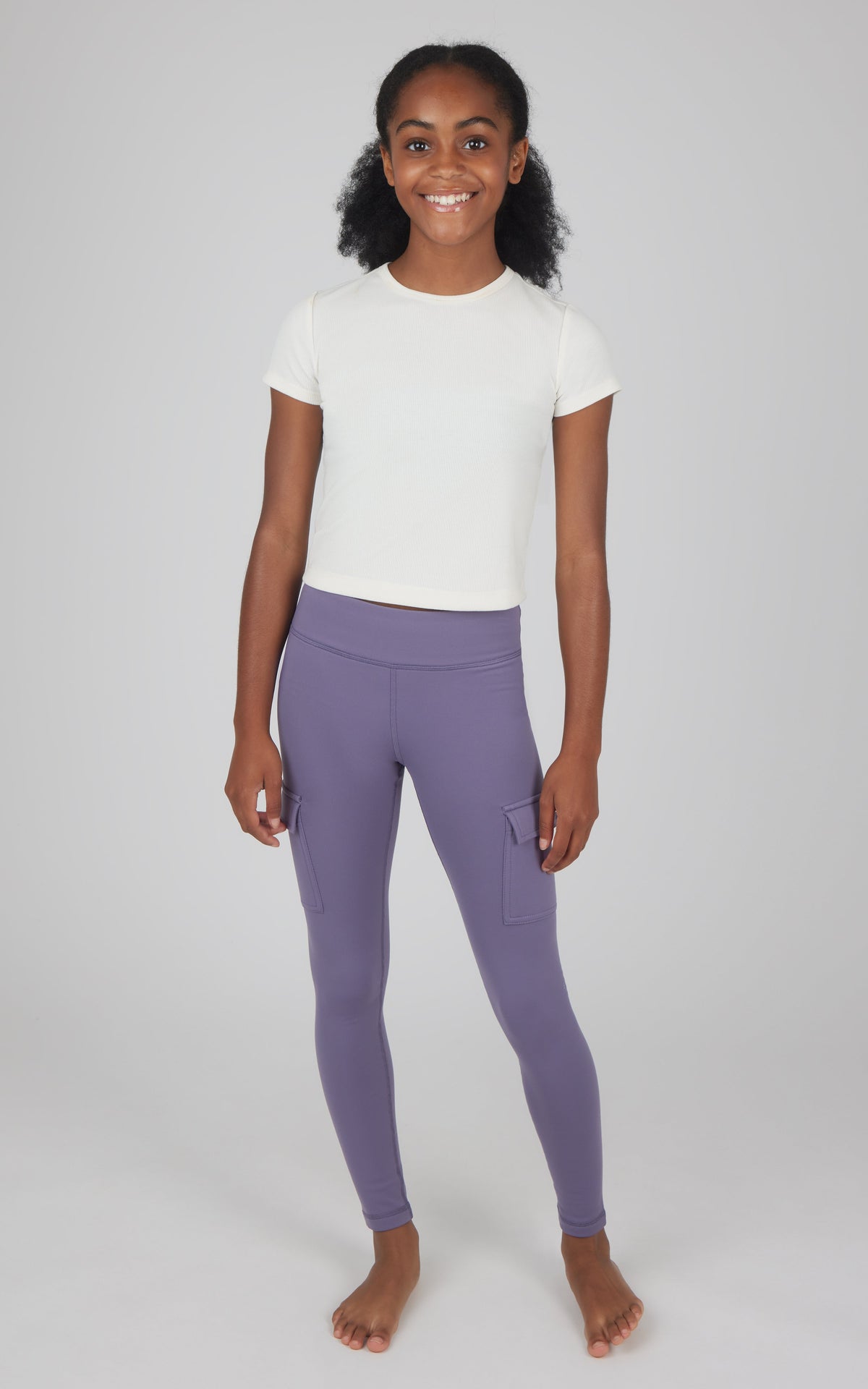 90 Degree by Reflex Girls 2 PK Polarlux Everyday Cargo Pocket Legging + Everyday Basic Legging