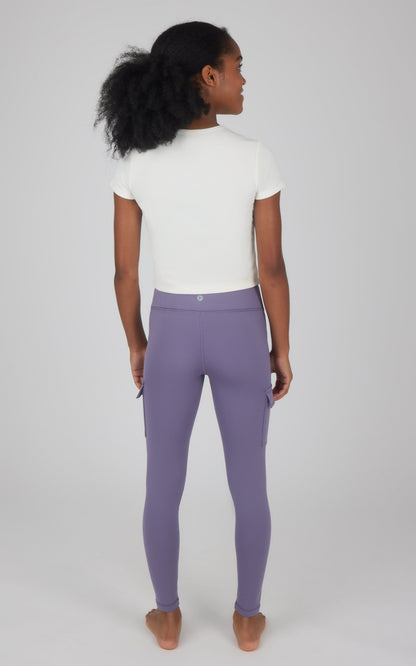 90 Degree by Reflex Girls 2 PK Polarlux Everyday Cargo Pocket Legging + Everyday Basic Legging