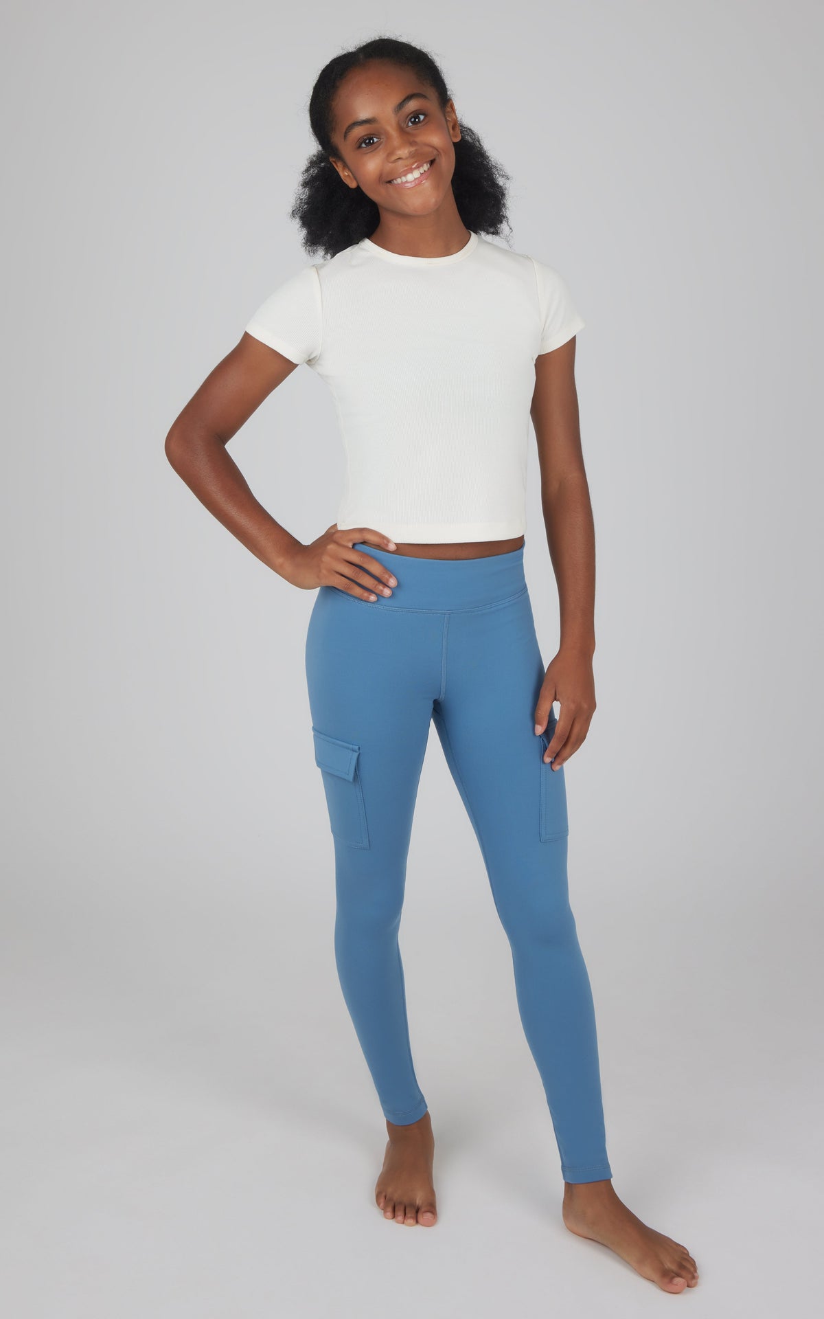 90 Degree by Reflex Girls 2 PK Polarlux Everyday Cargo Pocket Legging + Everyday Basic Legging