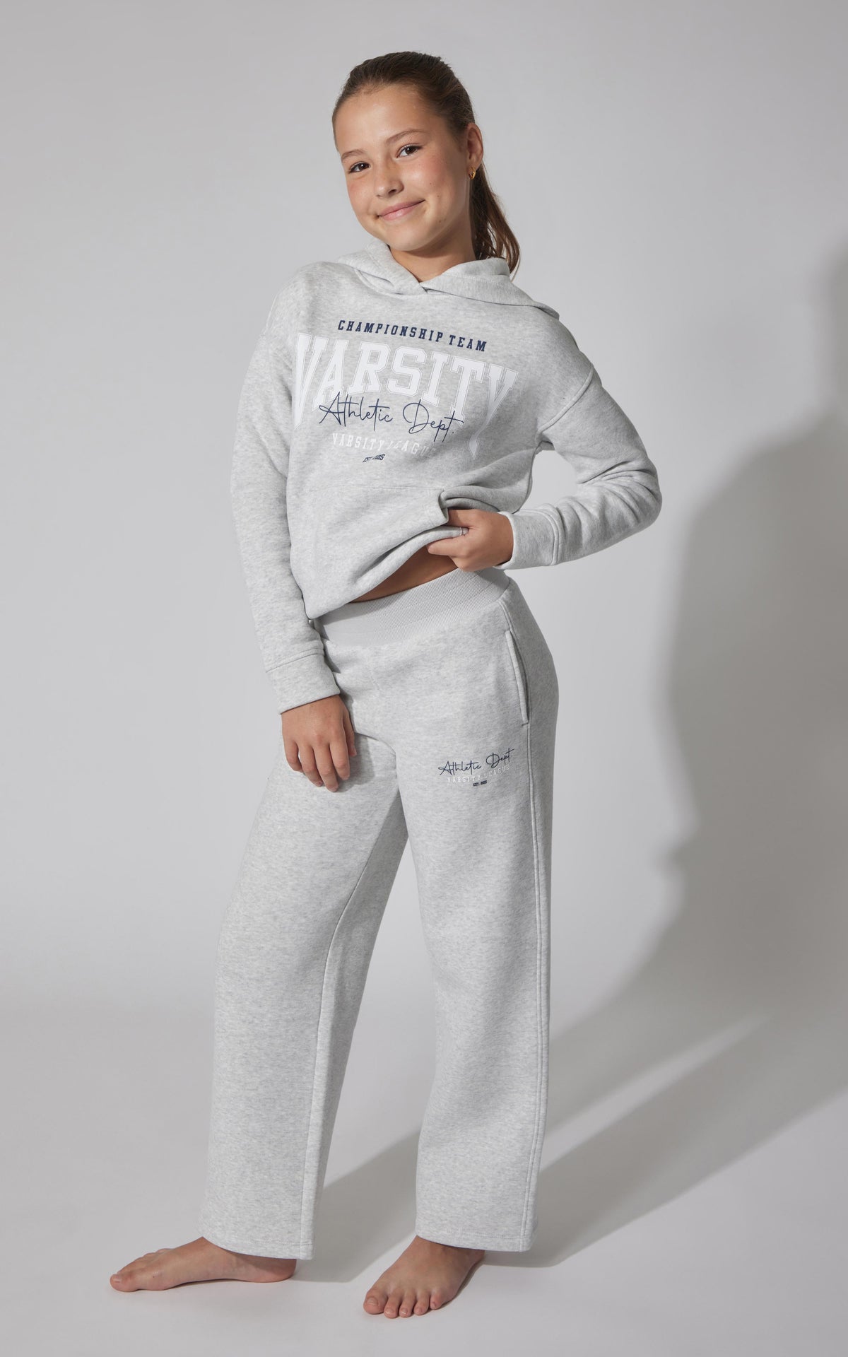 90 Degree by Reflex Girls Fleece Campus Wide Leg Pant