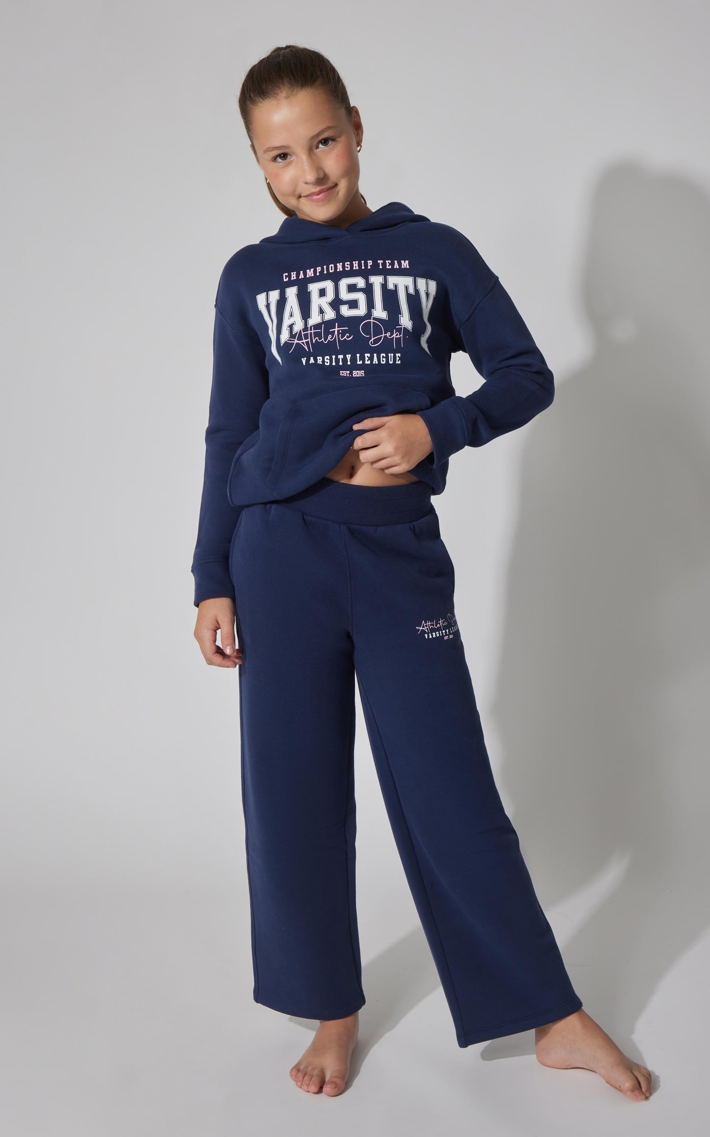 90 Degree by Reflex Girls Fleece Campus Wide Leg Pant
