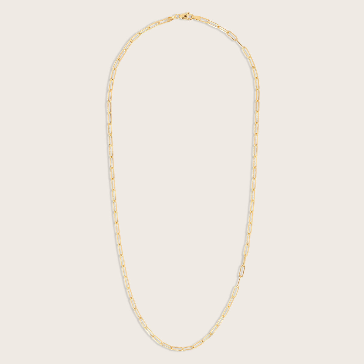 14k Yellow Gold Paperclip Chain Link Necklace