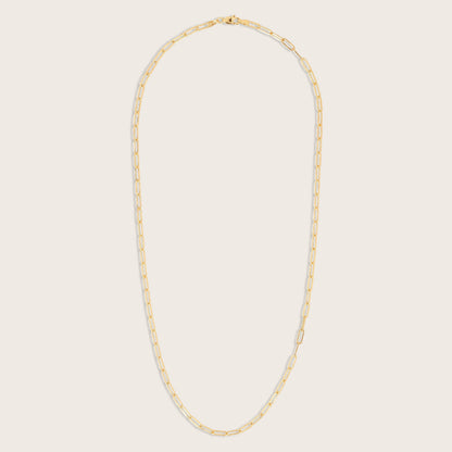 14k Yellow Gold Paperclip Chain Link Necklace