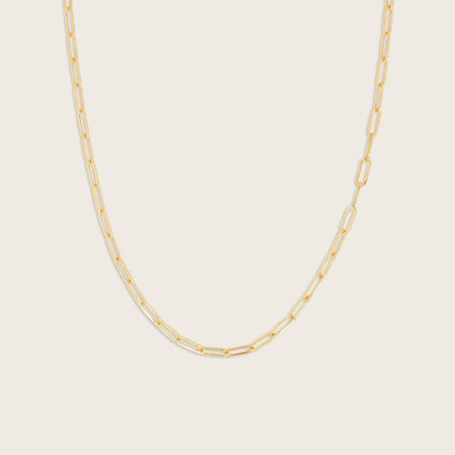 14k Yellow Gold Paperclip Chain Link Necklace